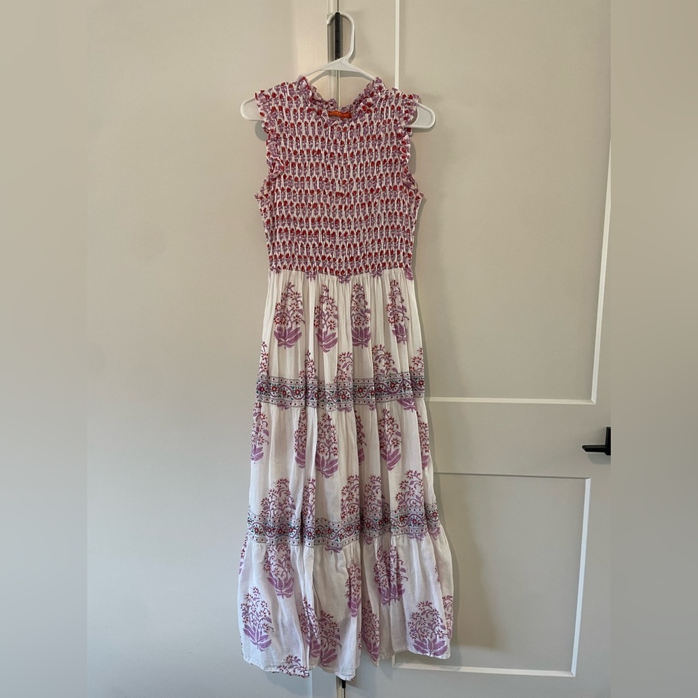 Oliphant Pink/Purple, Red and White Sleeveless Maxi Dress